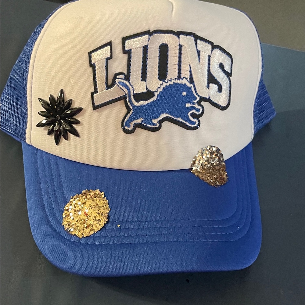 Blue and White Kids Cap with Lion Design